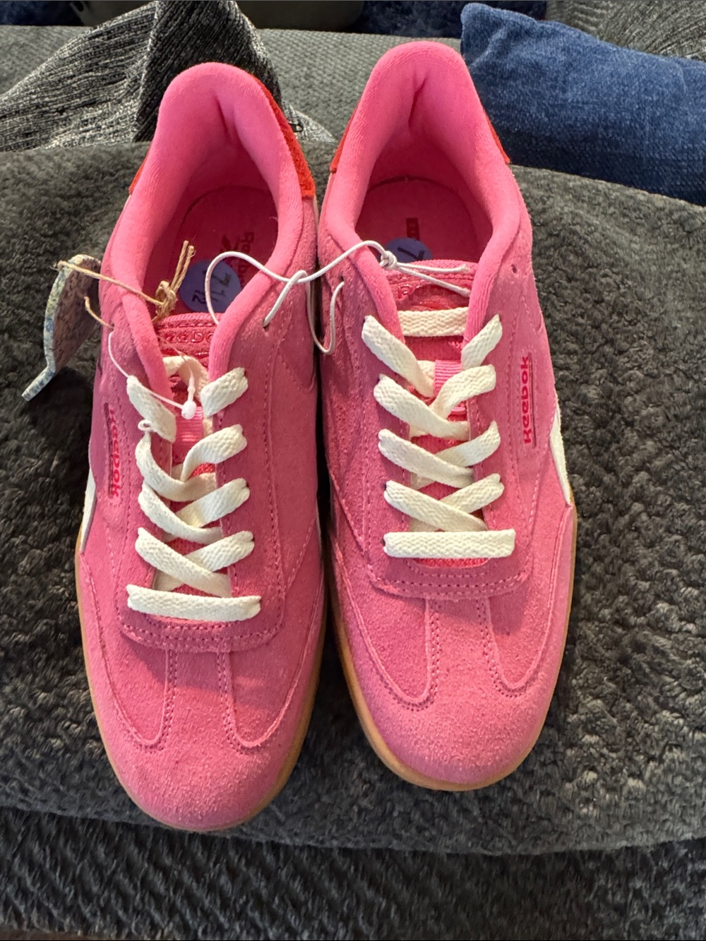 Reebok Pink Suede Women's Sneakers with White Laces